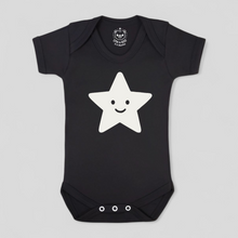 Load image into Gallery viewer, Black Baby Bodysuit with White Star | Unisex Baby Minimalist Gift
