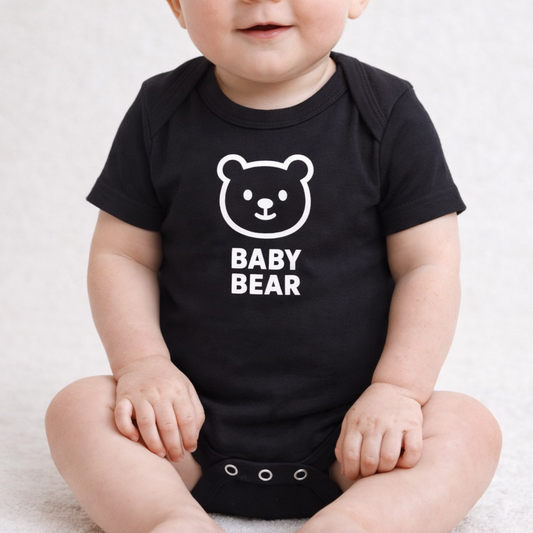 Baby bear black bodysuit family matching outfit, baby bear newborn gift
