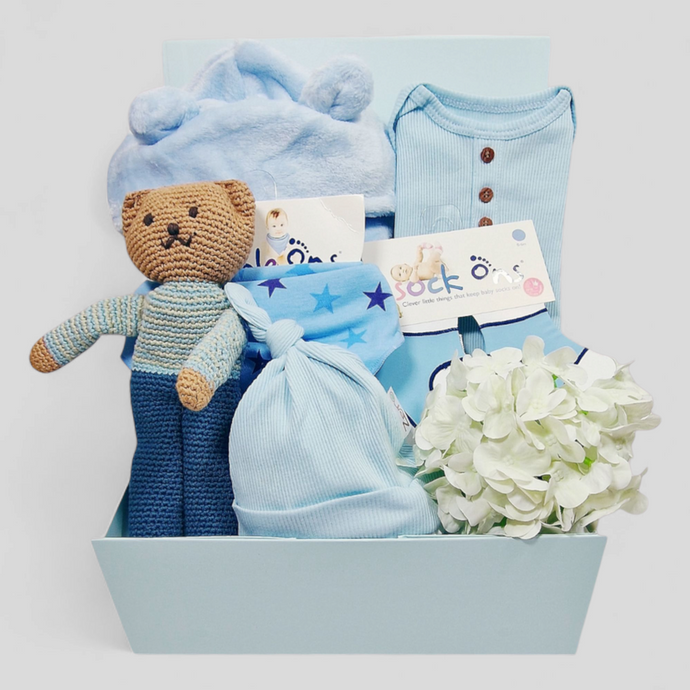 Gift Box for Baby Boy - Teddy Hamper - Baby Gifts - Ema and Boo
