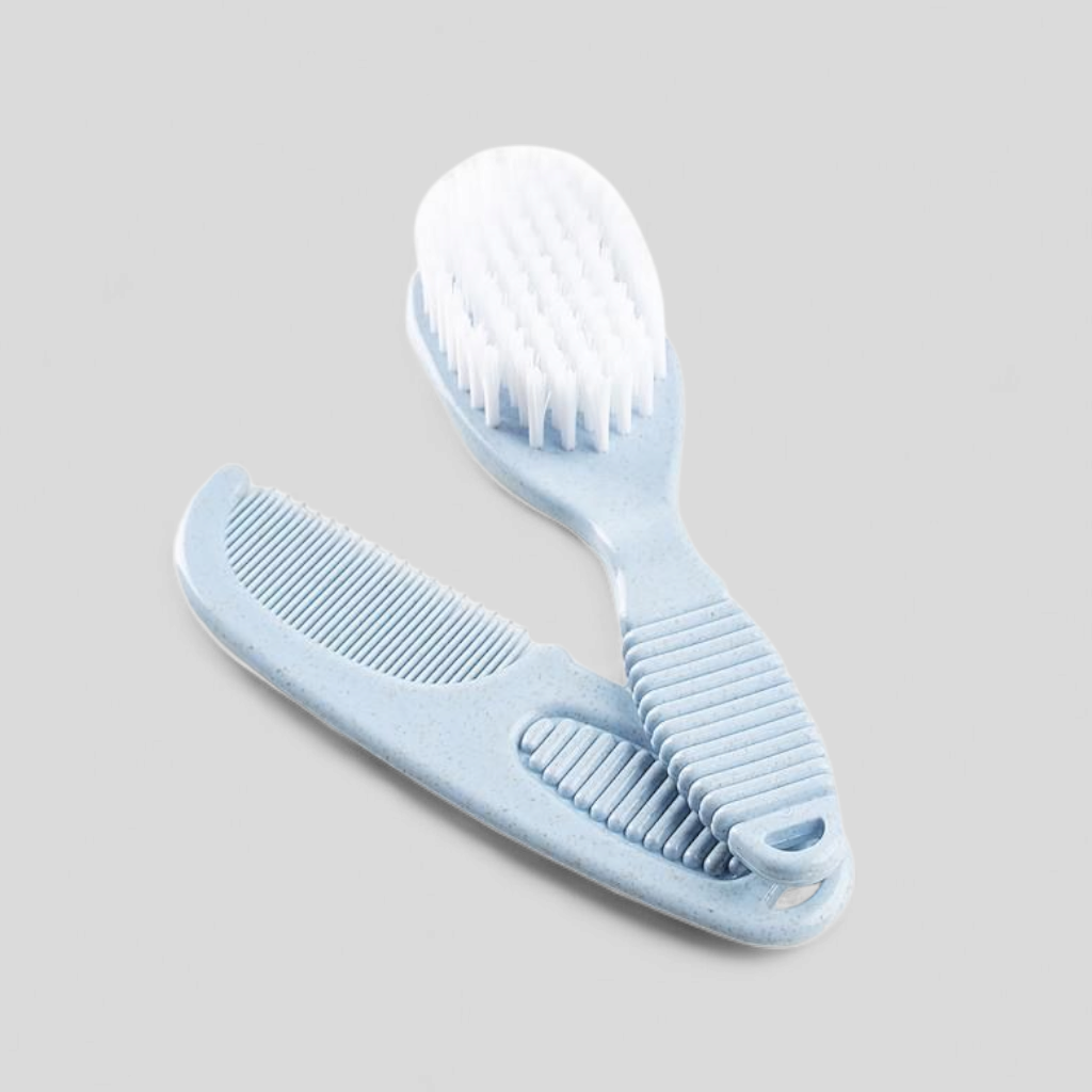 Deluxe baby brush and comb set in blue – newborn grooming gift for baby boys