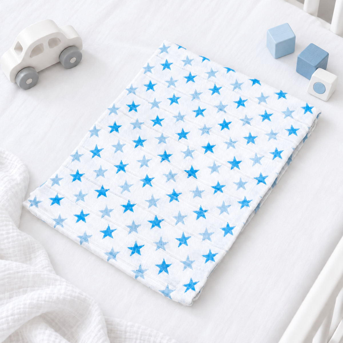 Blue Star muslin square – 100% cotton baby cloth and infant gift
