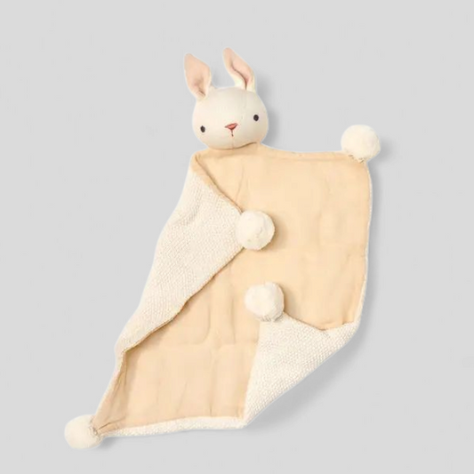 Cream bunny baby comforter – soft organic security blanket by ThreadBear Design, newborn keepsake gift