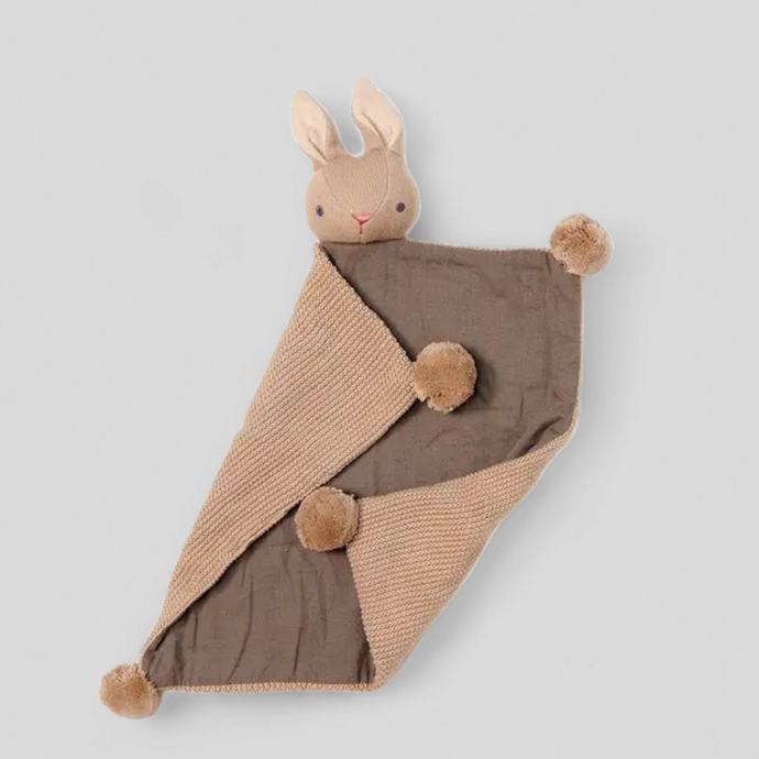 Taupe bunny baby comforter – organic security blanket by ThreadBear Design, keepsake gift for newborns