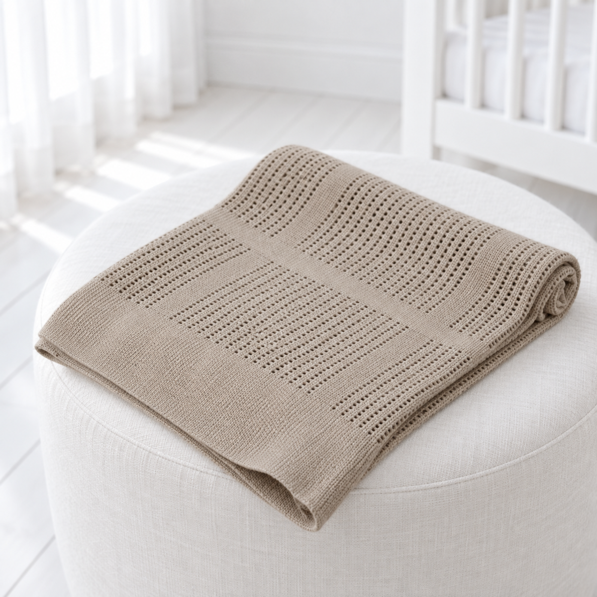 Coffee Cellular Cotton Baby Blanket – Neutral Newborn Gift