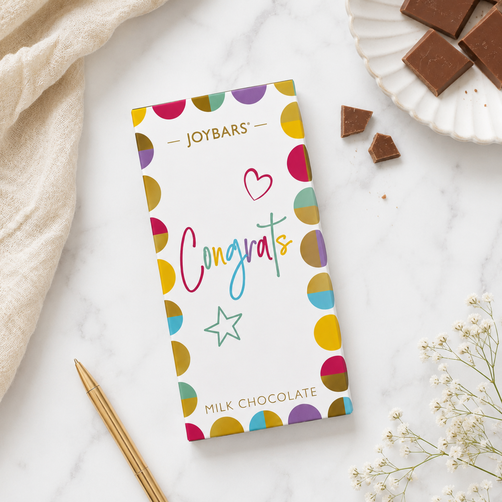 Colombian milk chocolate bar with “Congrats” wrapper – perfect new parent gift or hamper add-on.