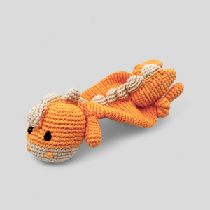 Crochet Baby Toy Dinosaur Comforter in Soft Orange