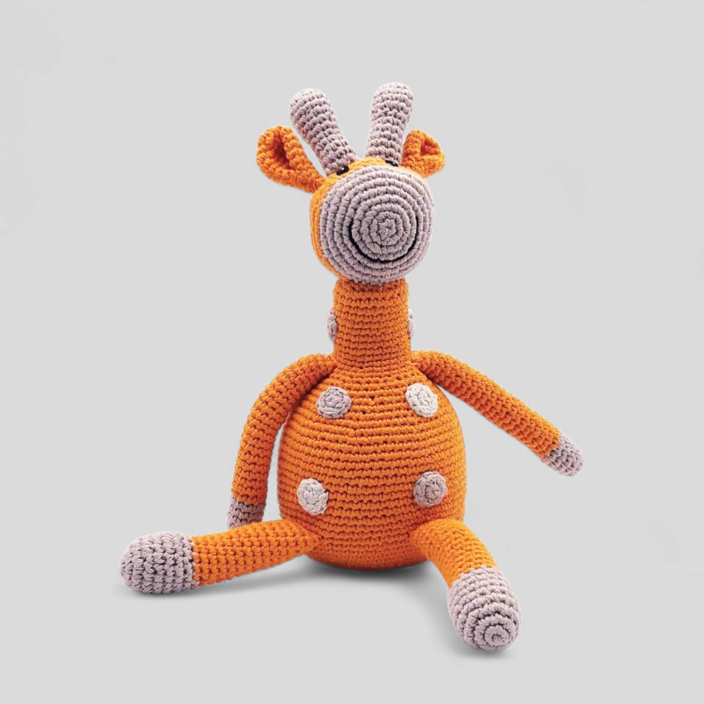 Crocheted organic toy giraffe, gift for a newborn