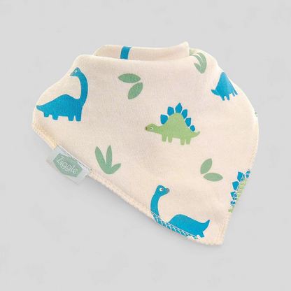 Baby bib with dinosaur pattern