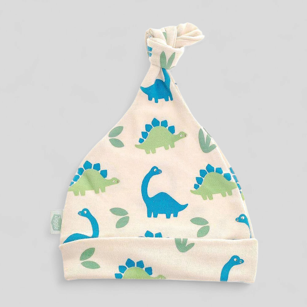 Baby hat with dinosaur pattern