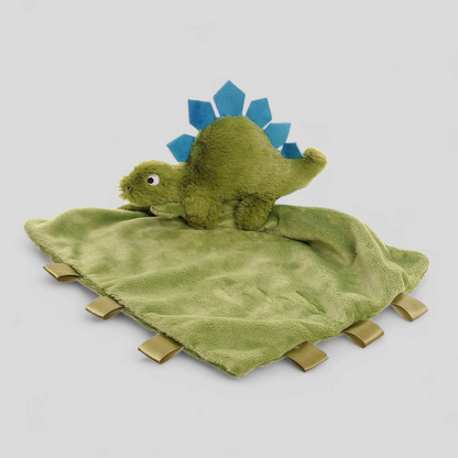 Green dinosaur plush toy with a comforter blanket, plush toys for babies