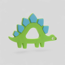 Load image into Gallery viewer, Green dinosaur-shaped silicone teether toy 
