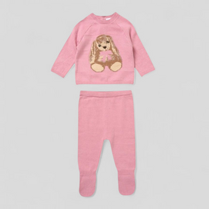 Dusky pink knitted set for baby girl gifts
