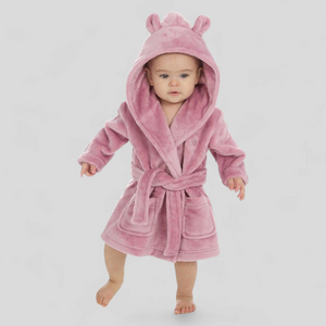 Dusky Pink Plush Baby Dressing Gown | Baby Girl Robe