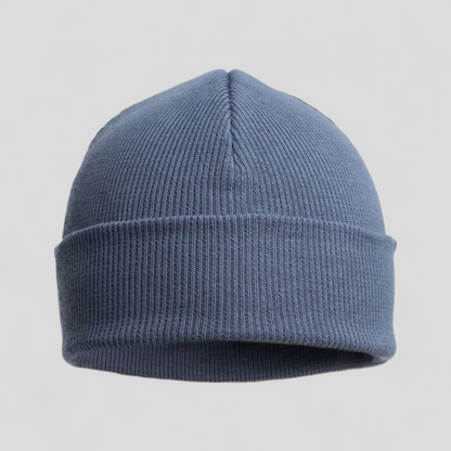 Dusky blue cotton baby hat for newborn boy