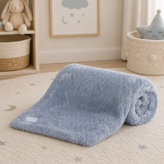 Dusky Blue Plush Baby Blanket | Baby Boy Gift

