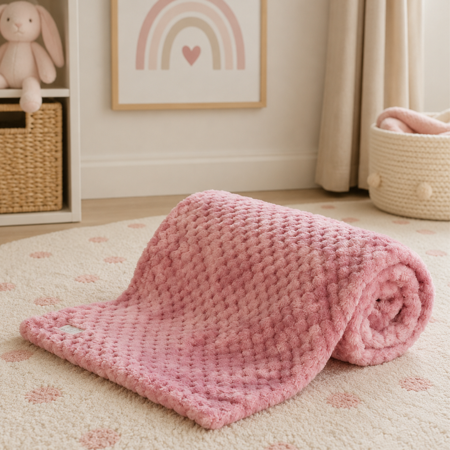 Dusky Pink Plush Baby Blanket | Soft Newborn Baby Gift

