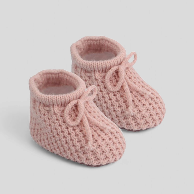 Dusky pink baby booties – soft stylish gift for newborn girls