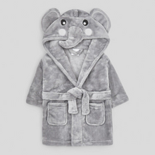 Load image into Gallery viewer, Gray Elephant-themed children&#39;s robe on a light gray background
