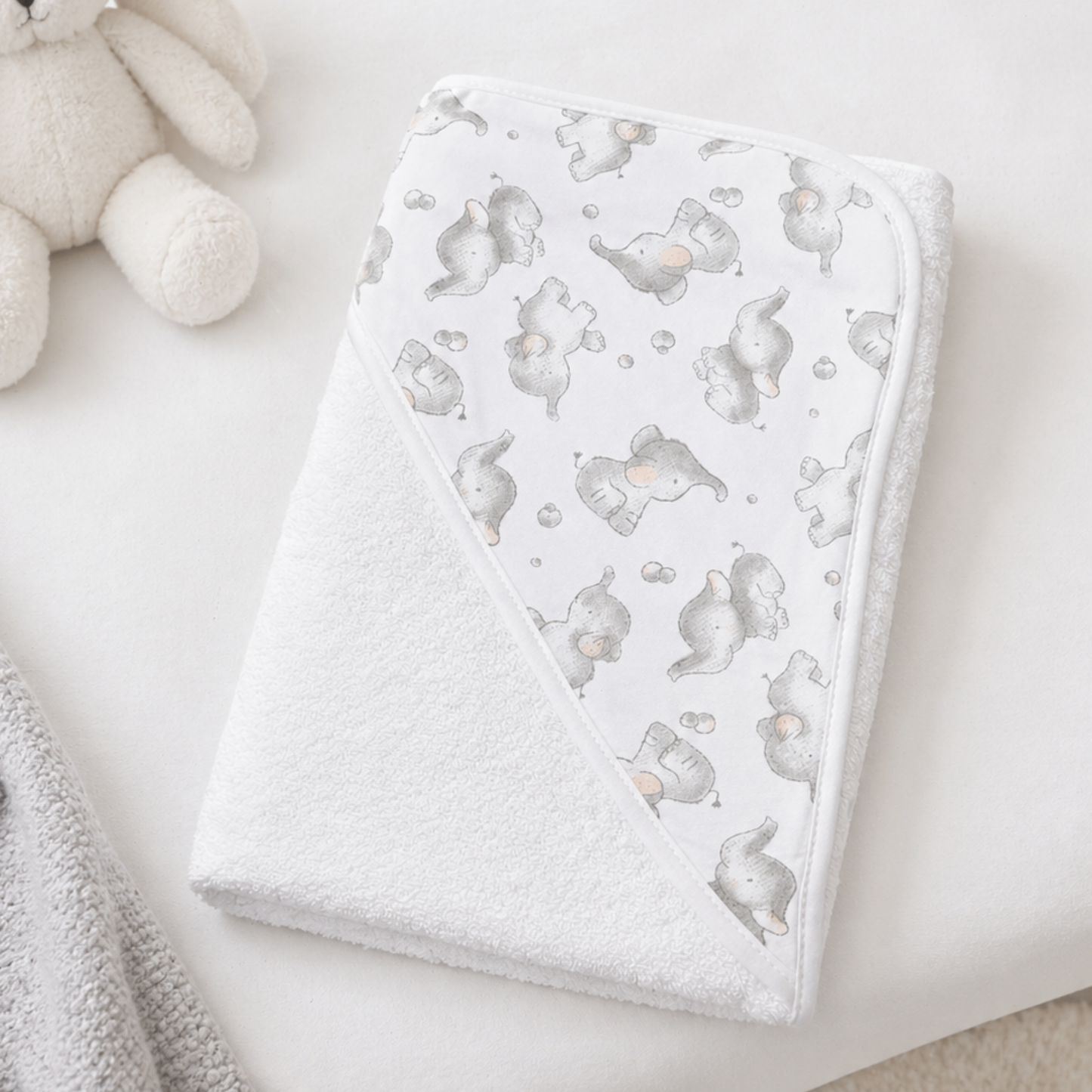 Elephant hooded baby towel white cotton newborn bath towel gift