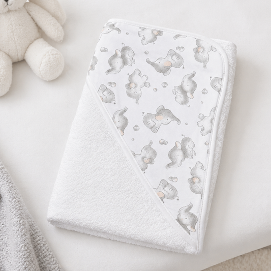 Elephant hooded baby towel white cotton newborn bath towel gift