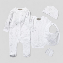 Load image into Gallery viewer, Baby clothing set with onesie, bib, and hat - New Baby Gift
