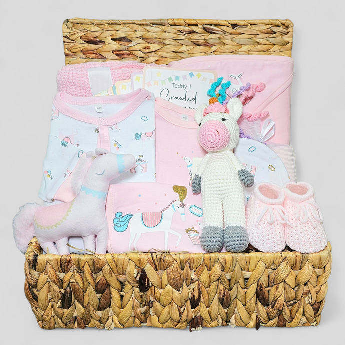 Luxury baby hamper UK – unicorn theme for baby girls