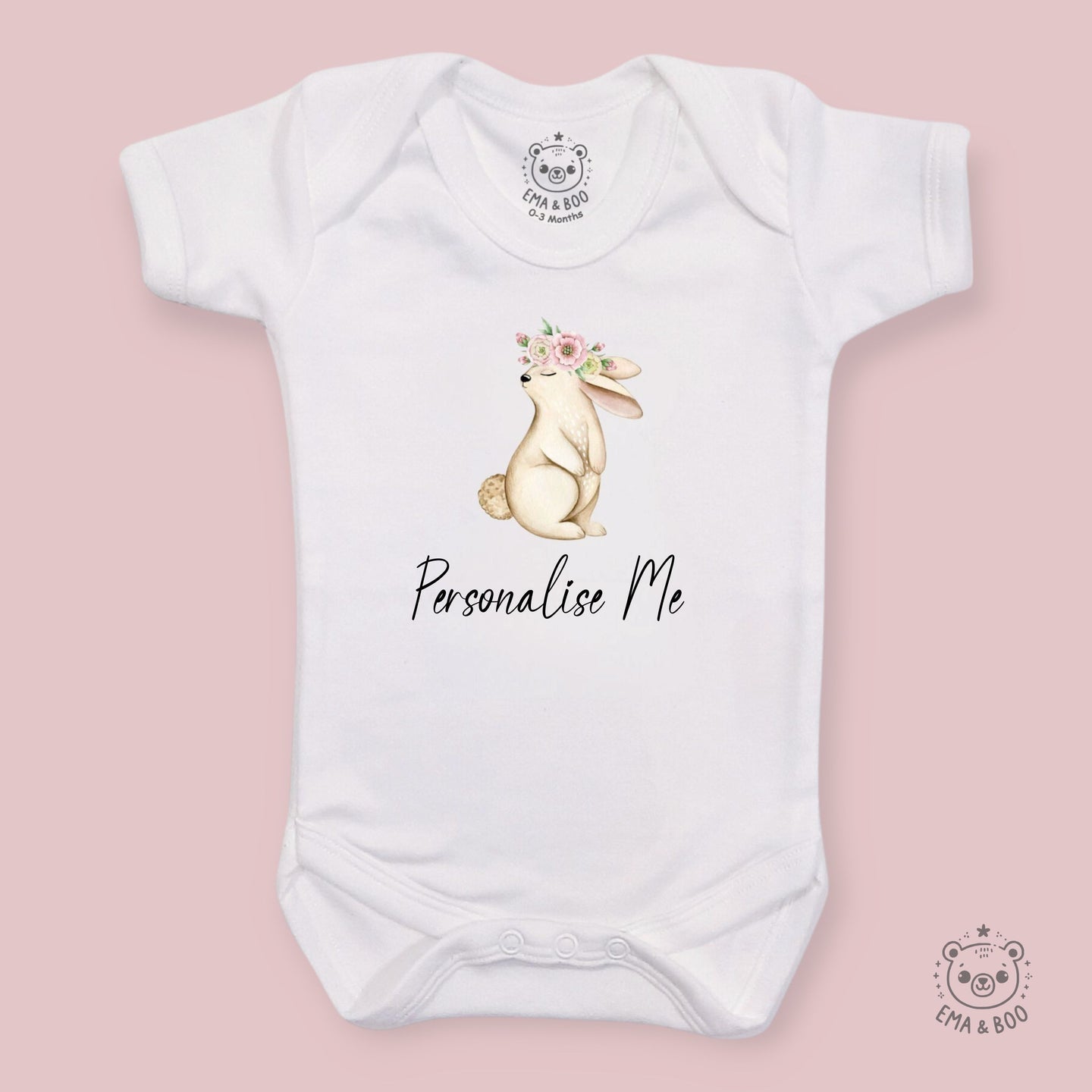 Personalised Baby Bodysuits - Floral Bunny