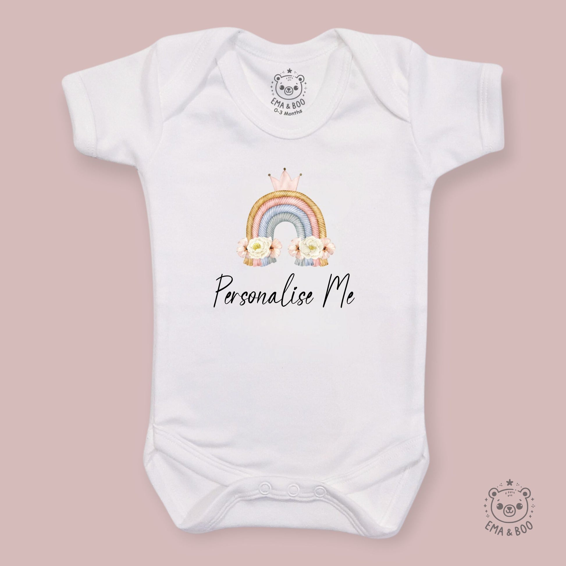 Personalised Baby Bodysuits - Floral Rainbow