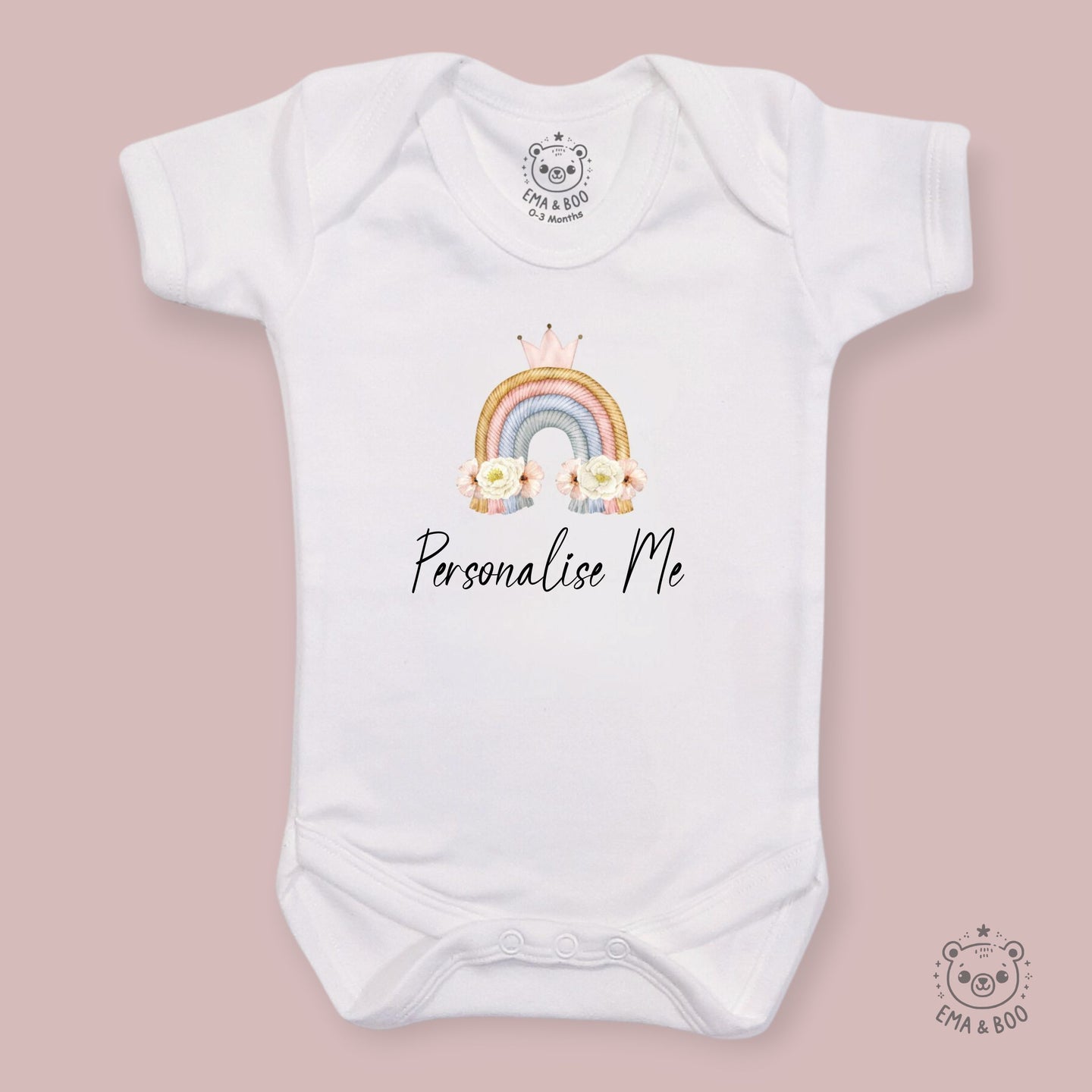 Personalised Baby Bodysuits - Floral Rainbow