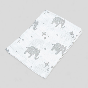 Grey Elephant muslin square – 100% cotton baby cloth and infant gift