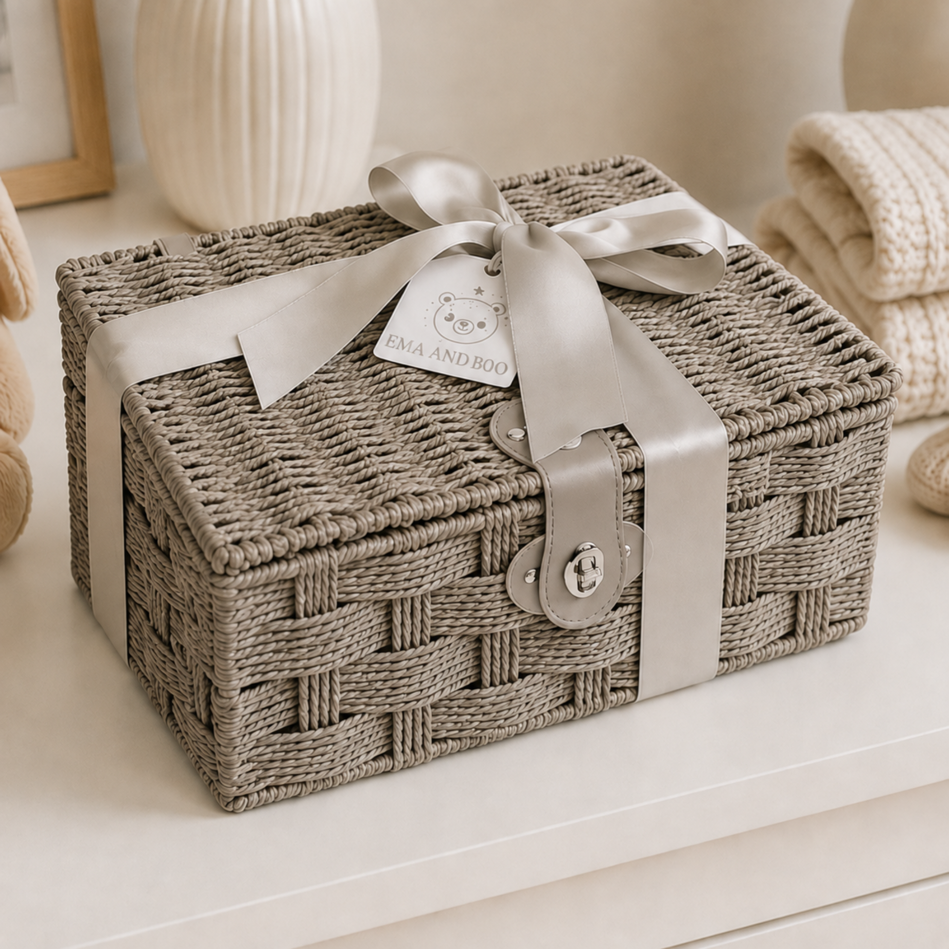 Grey Paper Rope Hamper | Build Your Own Baby Hamper | Newborn baby gifts
