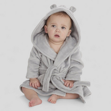 Load image into Gallery viewer, Grey Plush Baby Dressing Gown | Soft Baby Robe
