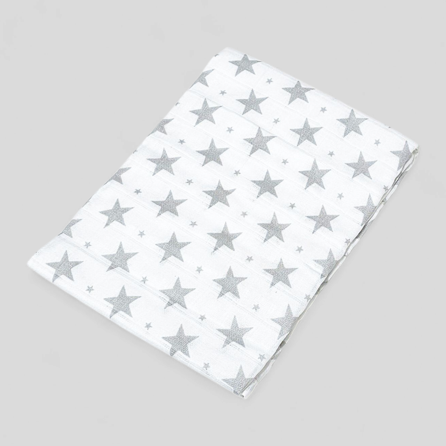 Grey Star muslin square – 100% cotton baby cloth and infant gift
