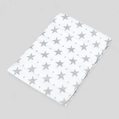 Grey Star muslin square – 100% cotton baby cloth and infant gift
