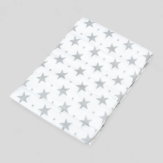 Grey Star muslin square – 100% cotton baby cloth and infant gift
