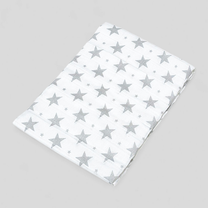 Grey Star muslin square – 100% cotton baby cloth and infant gift
