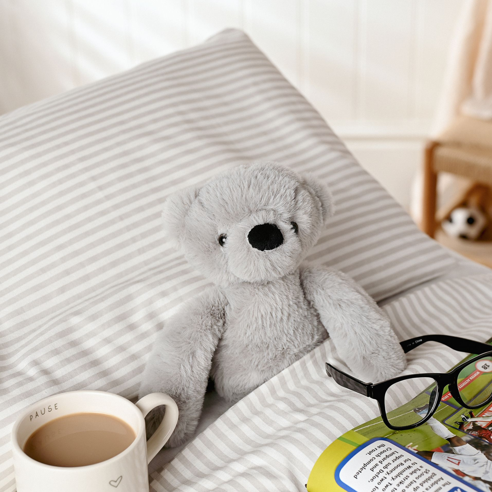 A light gray plush teddy bear - Baby Soft Toys
