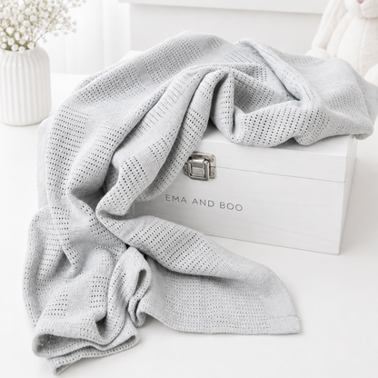 grey cellular baby blanket breathable cotton neutral newborn blanket baby gift uk