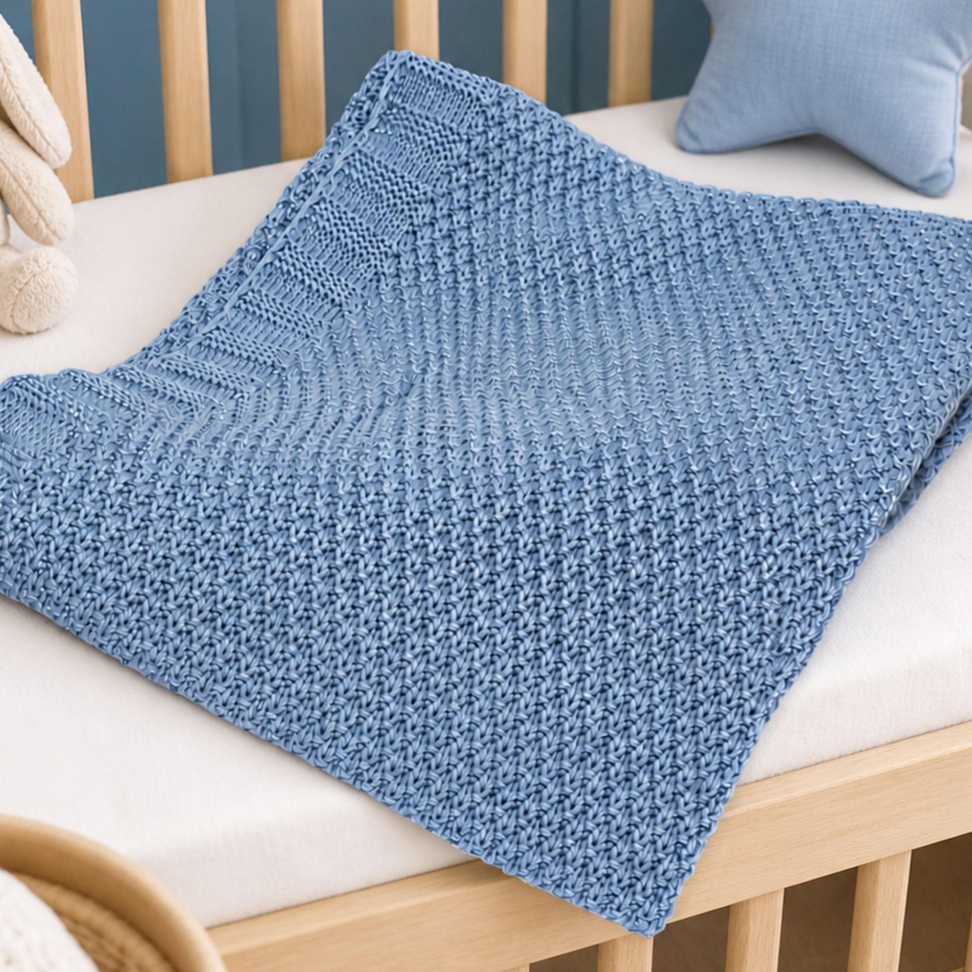 heavy knit baby blue blanket