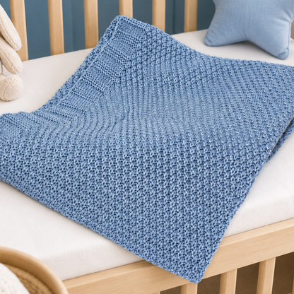 heavy knit baby blue blanket