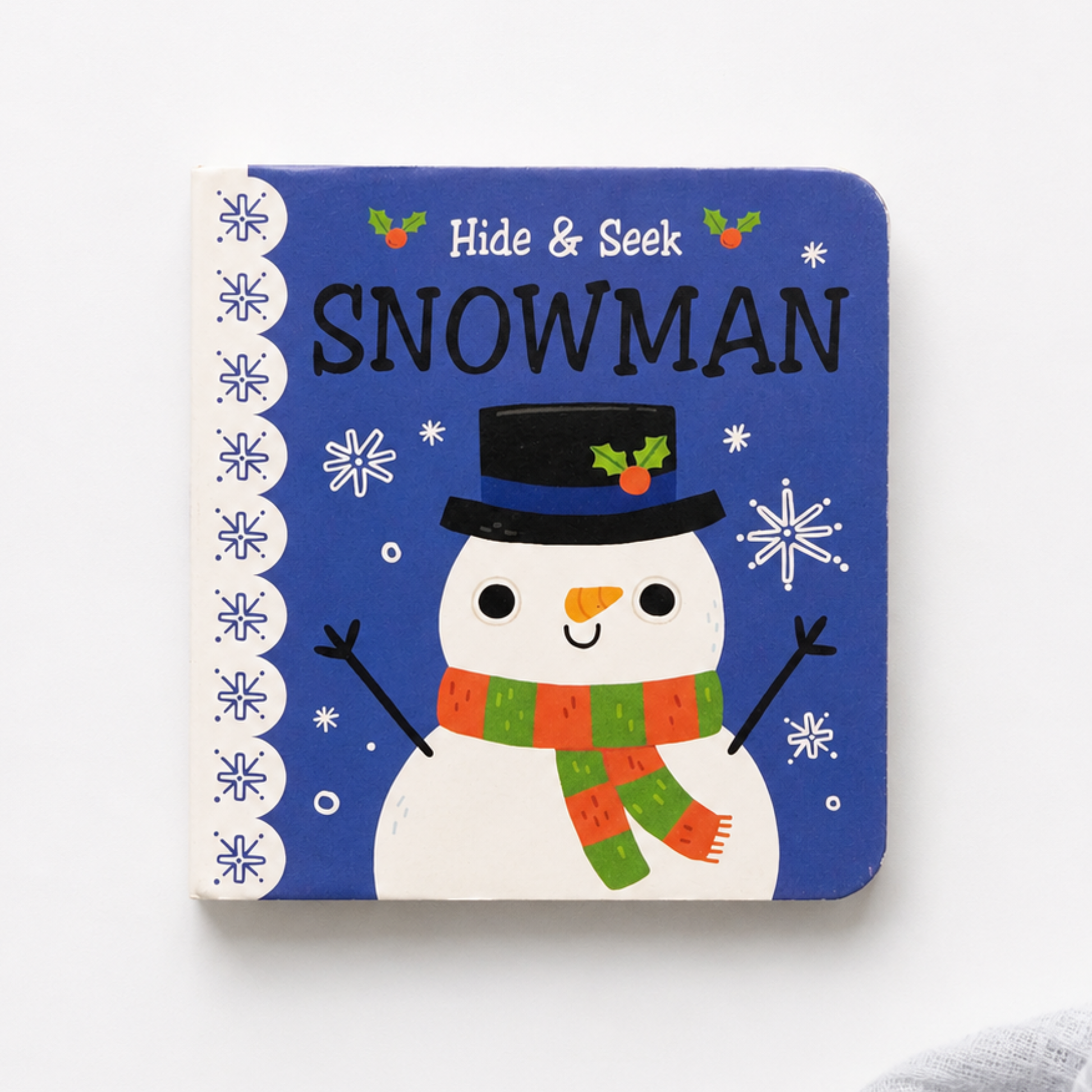 Hide & Seek Snowman mini Christmas baby book with festive snowman and snowflakes