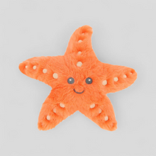 Load image into Gallery viewer, Plush orange starfish toy with a smiling face - Newborn Gifting Ideas
