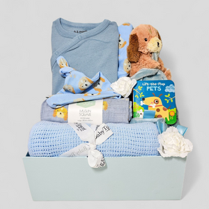 Baby boy gift box – Little Paws themed baby hamper with gifts for newborns