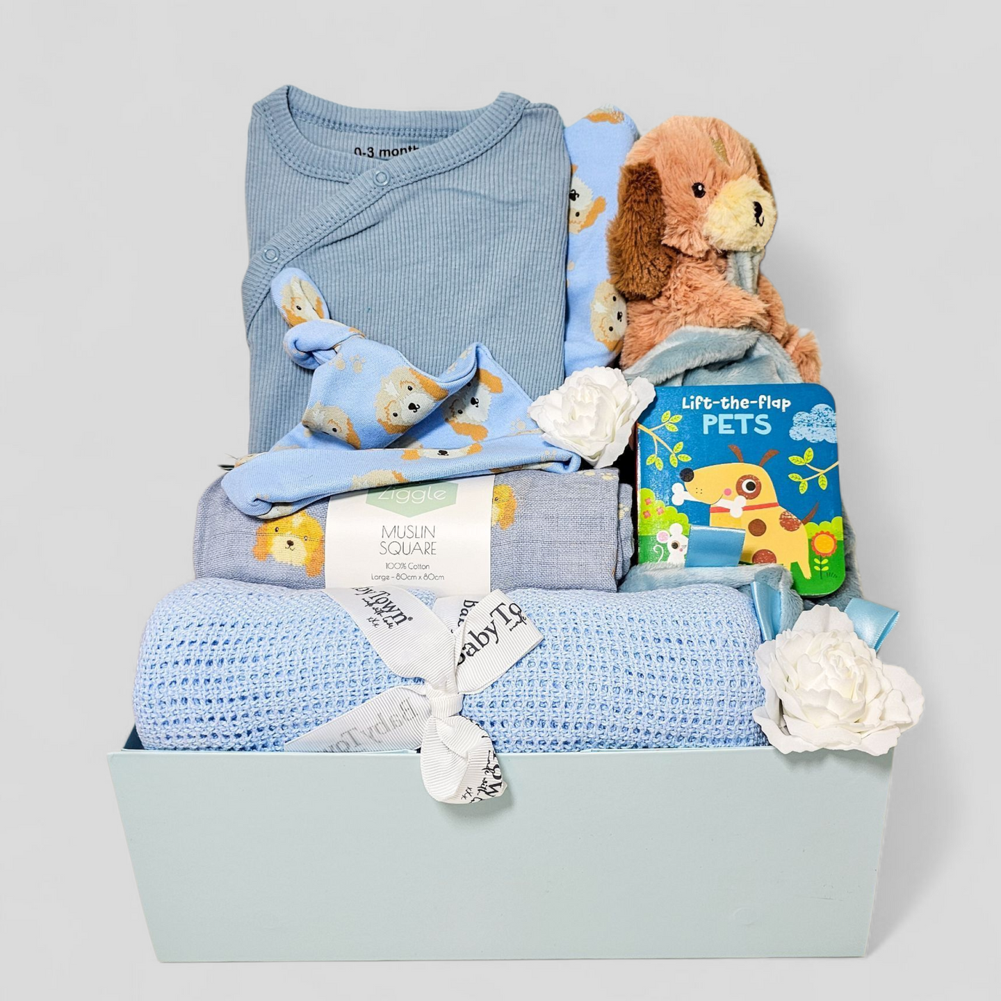 Baby boy gift box – Little Paws themed baby hamper with gifts for newborns