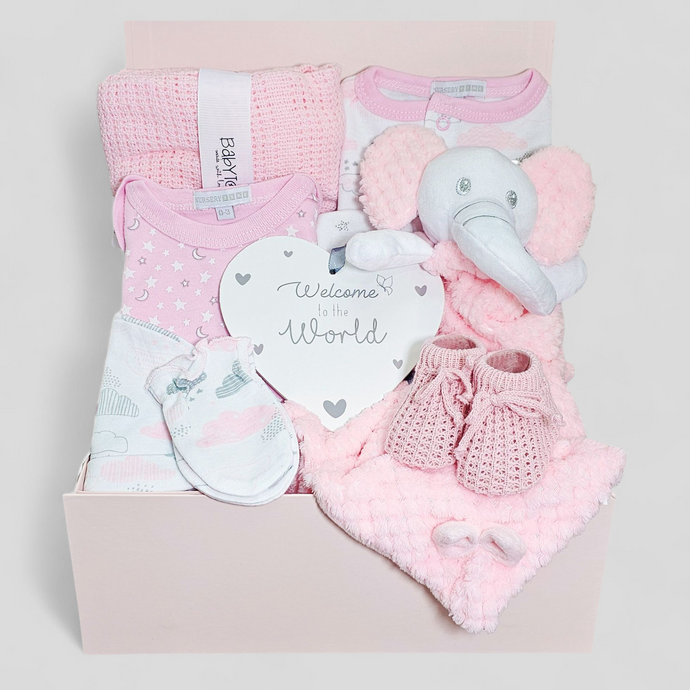 Little Star Baby Girl Gift Box with clothing, blanket & booties