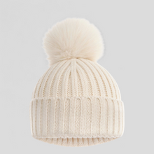 Load image into Gallery viewer, Luxury knitted baby beanie with a pom-pom 
