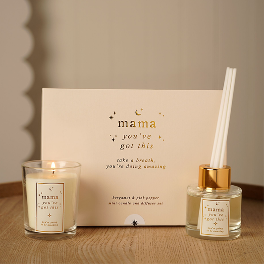 Mama "You've Got This" Bergamot & Pink Pepper candle and reed diffuser gift set in a luxury presentation box.