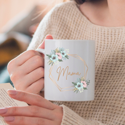 Mug with floral design and 'Mama' text -  Gifts for Mum