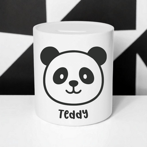 Personalised Money Box with Panda Design | Monochrome Keepsake