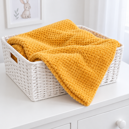Mustard Waffle Plush Baby Blanket